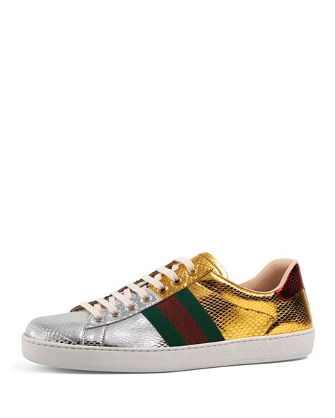 black gucci sneakers snake|gucci ace metallic snakeskin sneakers.